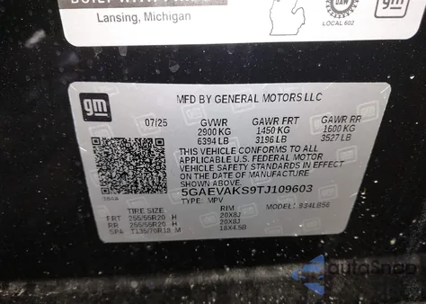 2026 Buick Enclave Preferred from USA, damaged, VIN 5GAEVAKS9TJ109603